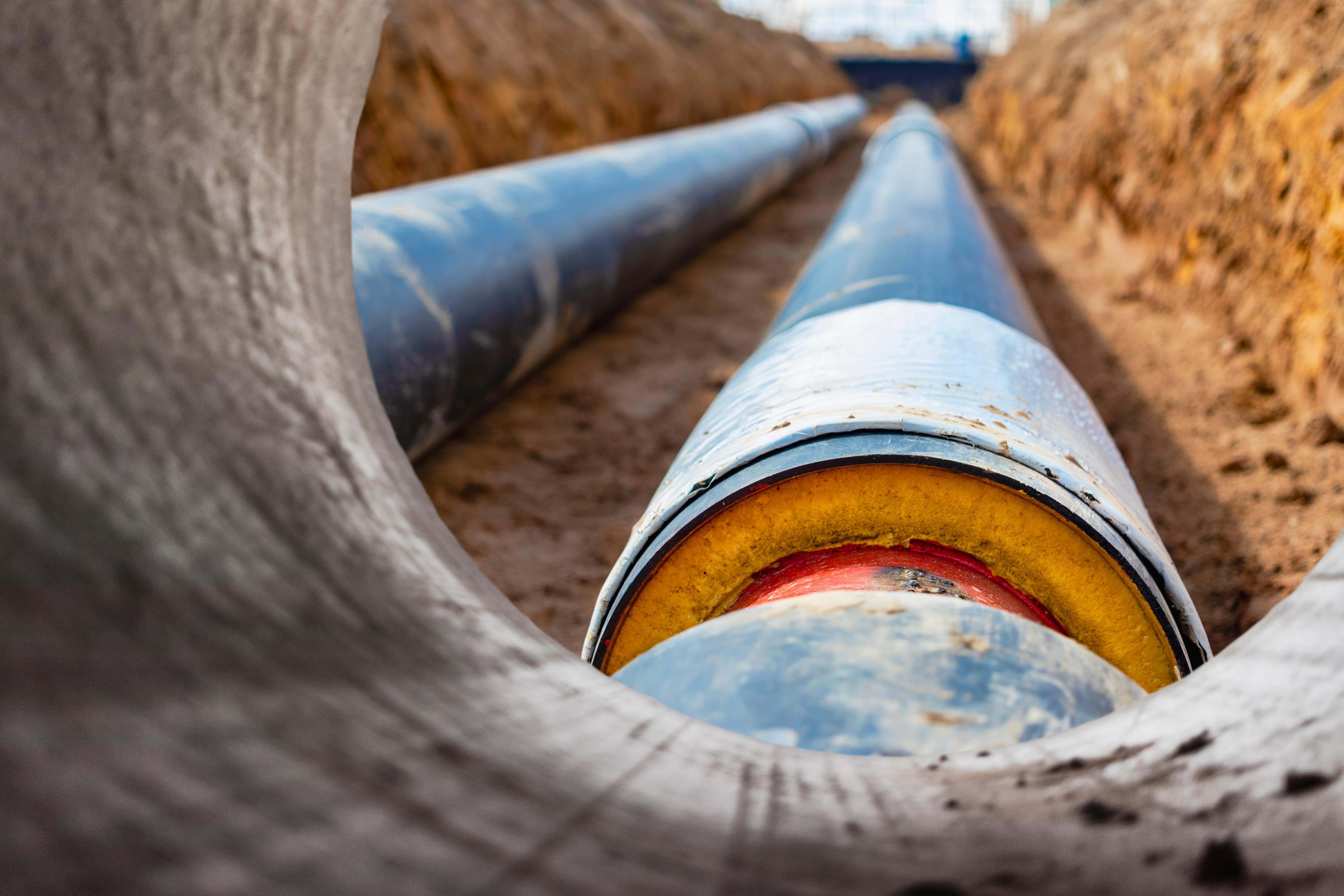 insulated,pipe.,large,metal,pipes,with,a,plastic,sheath,laid